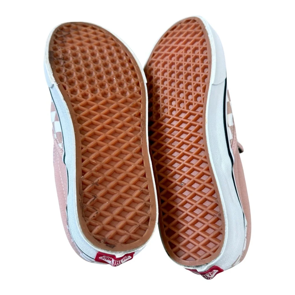 Vans Pink White Checkerboard Iconic Skater Casual Slip-On Sneaker Shoes Womens 8 - Picture 8 of 12